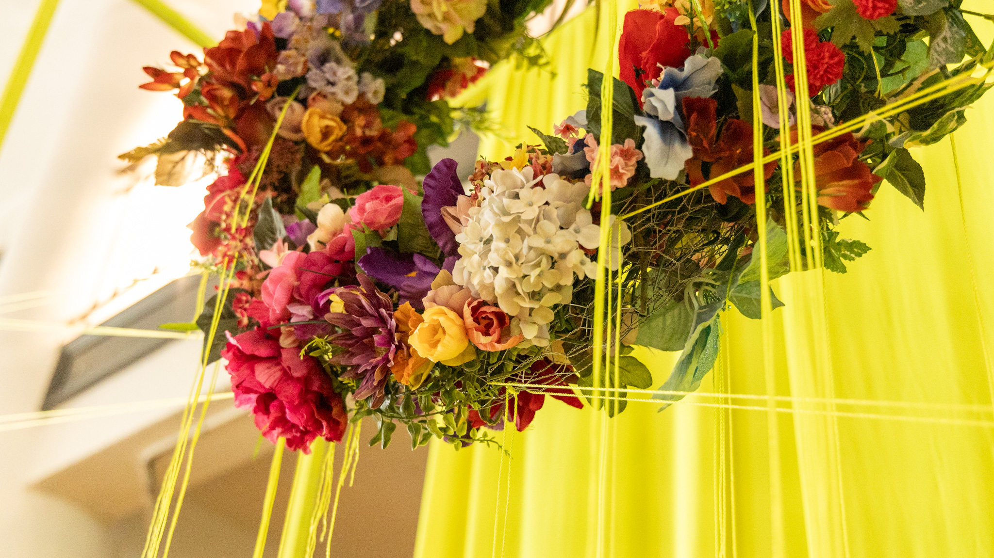 A flower piece at Lisa Waud's "Portrait" art installation inside the Boyer Campbell building in Detroit on June 26, 2024.