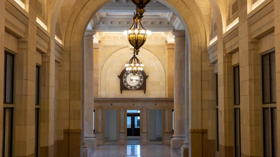 An interior view of the renovated Michigan Central Station, June 2024.