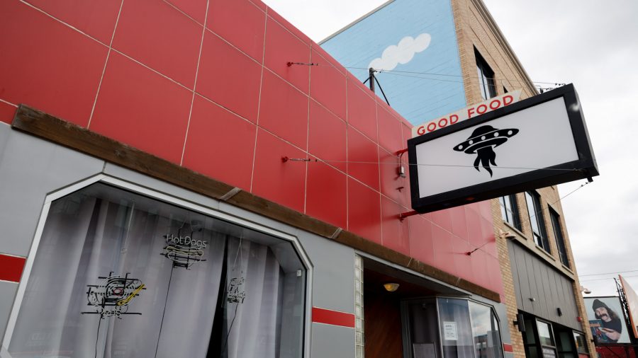 A photo of the exterior of UFO Factory in Detroit's Corktown.