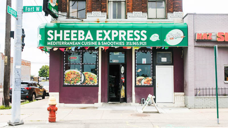 A photo of the exterior of Sheeba Express in Detroit.