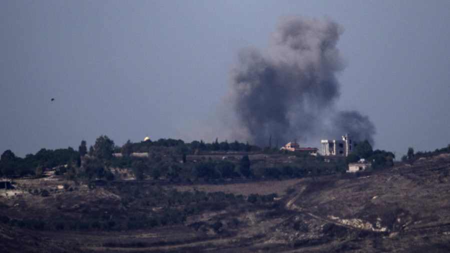 Smoke rises following an Israeli airstrike in southern Lebanon as seen from northern Israel, Monday, Sept. 30, 2024.