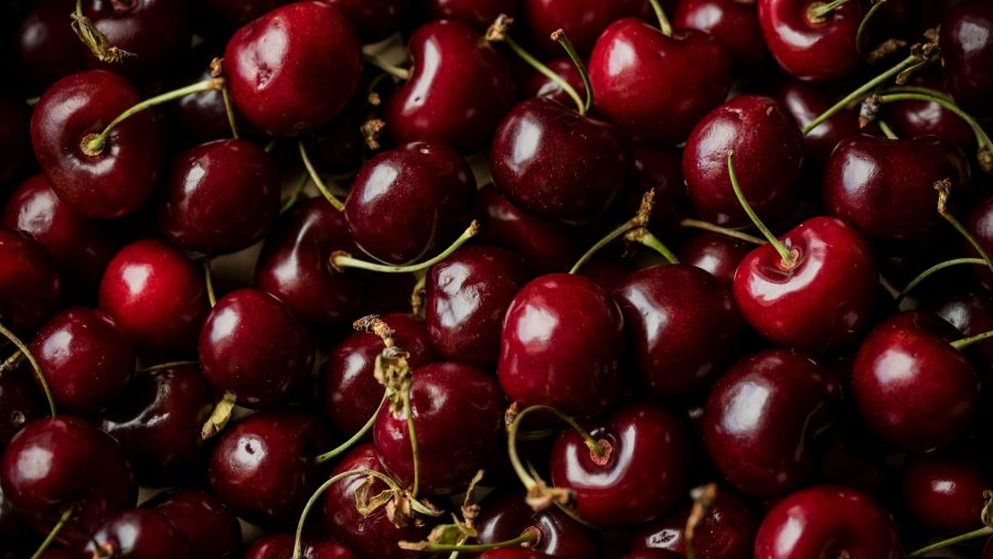 A bunch of sweet cherries