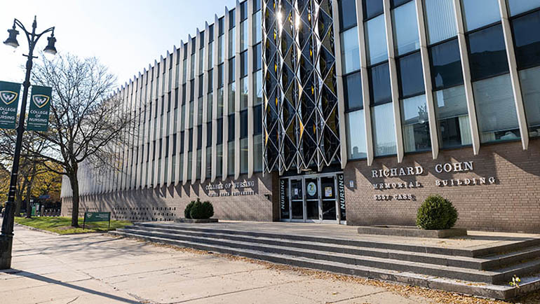 The Wayne State University Richard A. Cohn building, home to the university's College of Nursing.