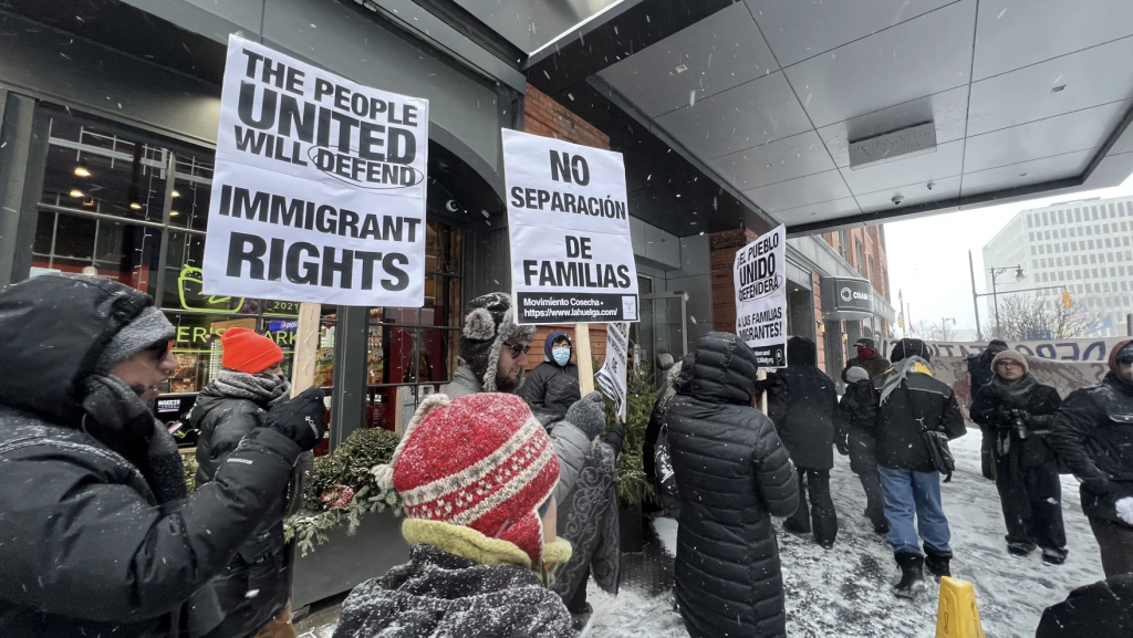 The rally was held in Grand Rapids just hours after President Trump was inaugurated.