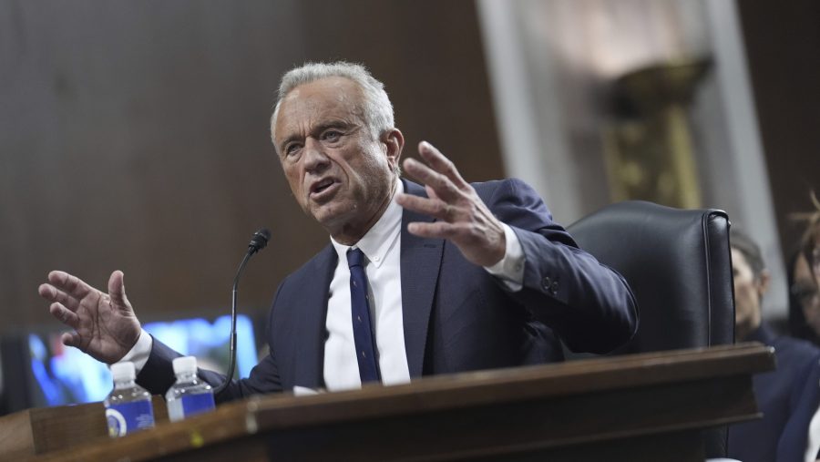 Robert F. Kennedy Jr., President Donald Trump's choice to be Secretary of Health and Human Services, appears before the Senate Finance Committee for his confirmation hearing at the Capitol in Washington, Wednesday, Jan. 29, 2025.