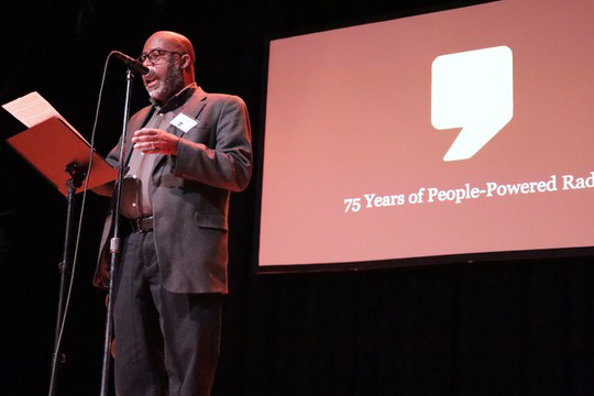 WDET News Director Jerome Vaughn at the station's 75th anniversary wrap party.