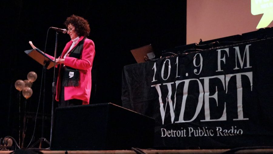 WDET General Manager Mary Zatina at the station's 75th anniversary wrap party.