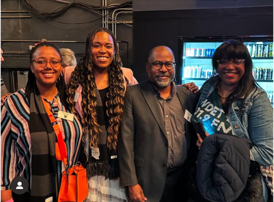 WDET's Bre'Anna Tinsley, Tia Graham, Jerome Vaughn and Felicia Burgess at the station's 75th anniversary party.