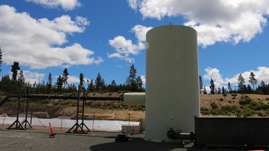 A construction site testing geothermal systems in Oregon