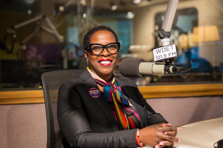 Former CEO of THAW and Detroit mayoral candidate Saunteel Jenkins at WDET Studios.