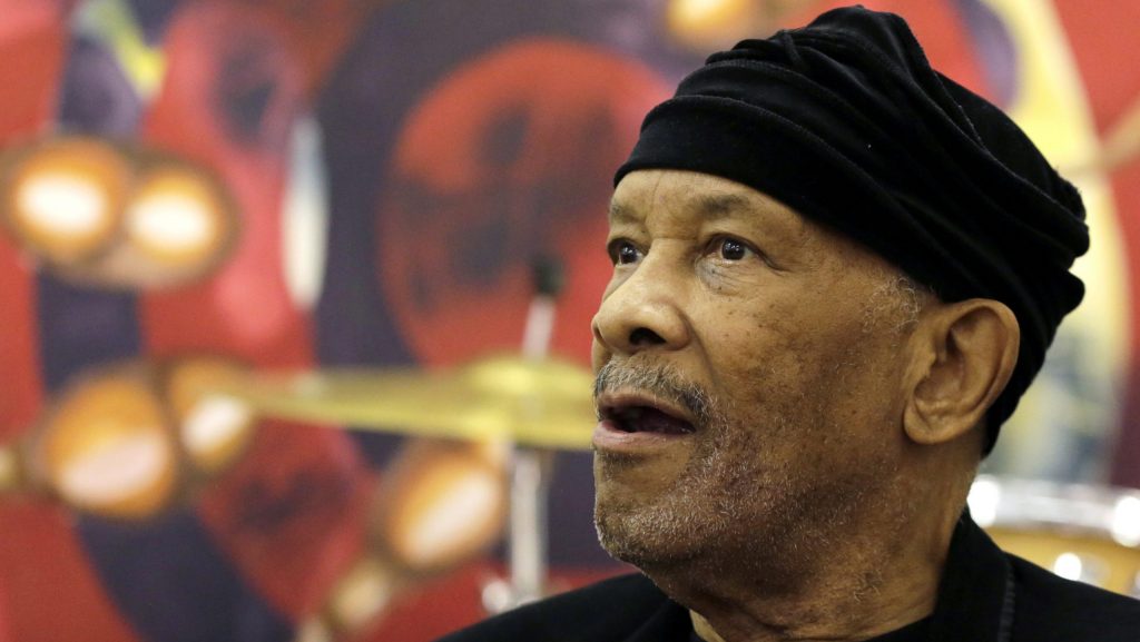 Jazz musician Roy Ayers, looks on during his workshop with young music artists at Funda Centre in Soweto, South Africa, Friday, Sept. 29, 2017.
