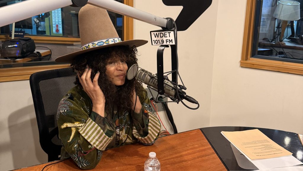 Detroit artist and educator Sabrina Nelson at WDET Studios on 313 Day, March 13, 2025.
