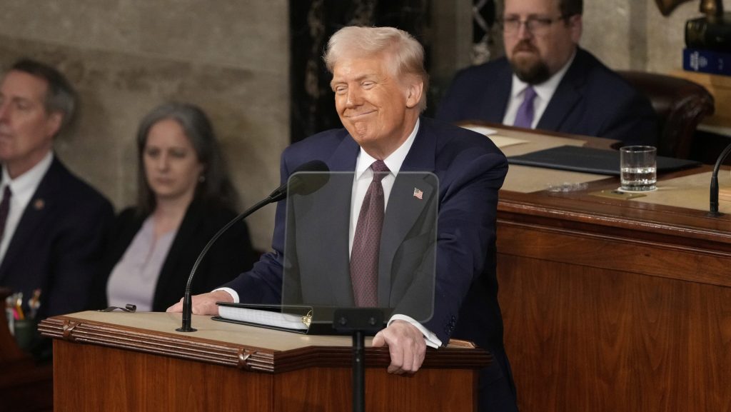 President Donald Trump addresses a joint session of Congress at the Capitol in Washington, Tuesday, March 4, 2025.