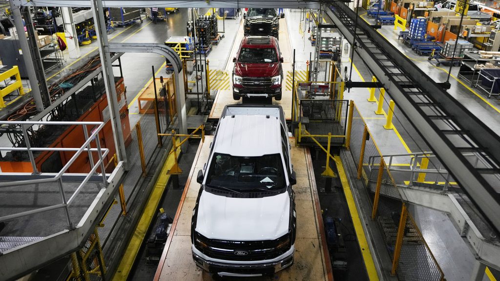 FILE - The 2024 Ford F-150 truck is assembled at the Dearborn Truck Plant, April 11, 2024, in Dearborn, Mich.