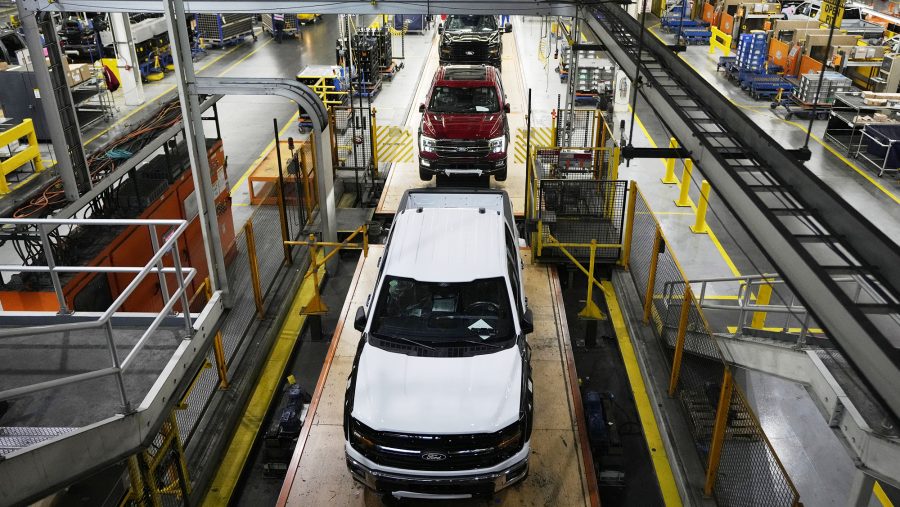 FILE - The 2024 Ford F-150 truck is assembled at the Dearborn Truck Plant, April 11, 2024, in Dearborn, Mich.