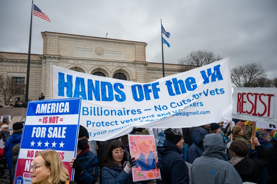 Scenes during the #HandsOff protest in Detroit on April 5, 2025.