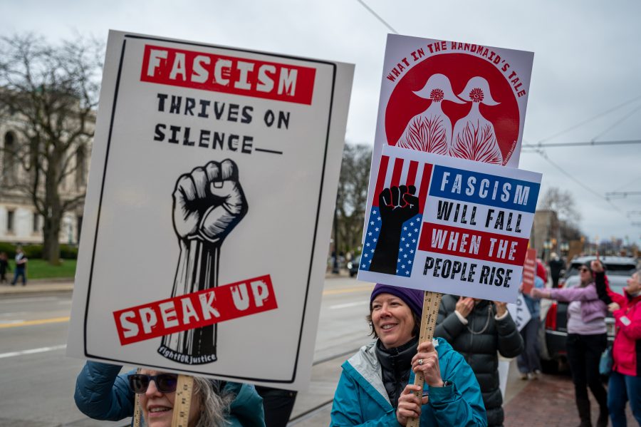 Scenes during the #HandsOff protest in Detroit on April 5, 2025.