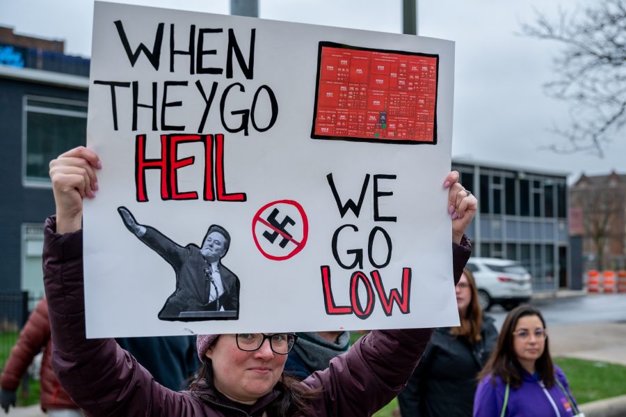 Scenes during the #HandsOff protest in Detroit on April 5, 2025.