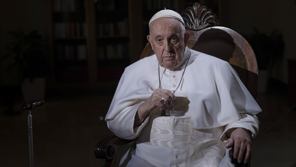 FILE - Pope Francis pauses during an interview with The Associated Press at The Vatican, Tuesday, Jan. 24, 2023.