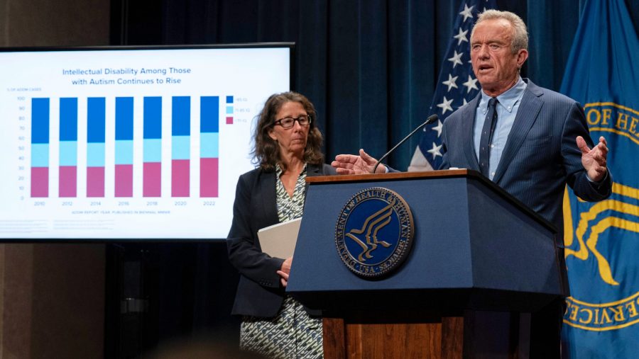 Health and Human Services Secretary Robert F. Kennedy Jr. speaks during a news conference on the Autism report by the CDC at the Hubert Humphrey Building Auditorium in Washington, Wednesday, April 16, 2025.