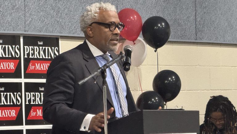 Detroit attorney Todd Perkins formally announced his campaign for mayor on Wednesday, April 2, 2025, at the Considine Little Rock Recreation Center in Detroit's North End neighborhood.