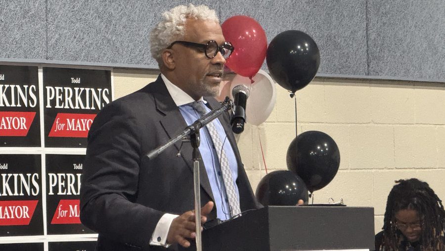 Detroit attorney Todd Perkins formally announced his campaign for mayor on Wednesday, April 2, 2025, at the Considine Little Rock Recreation Center in Detroit's North End neighborhood.