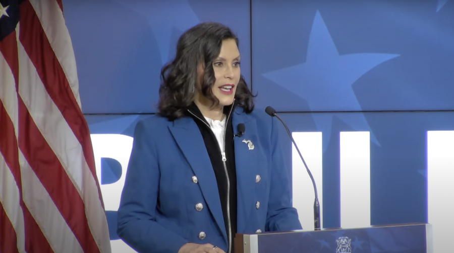 Gov. Gretchen Whitmer delivered a speech about building up American manufacturing in Washington D.C. on Wednesday, April 9, 2025.