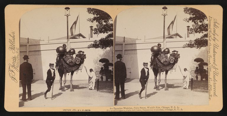 An Egyptian musician on "Cairo Street," at the World's Fair in Chicago, 1893.