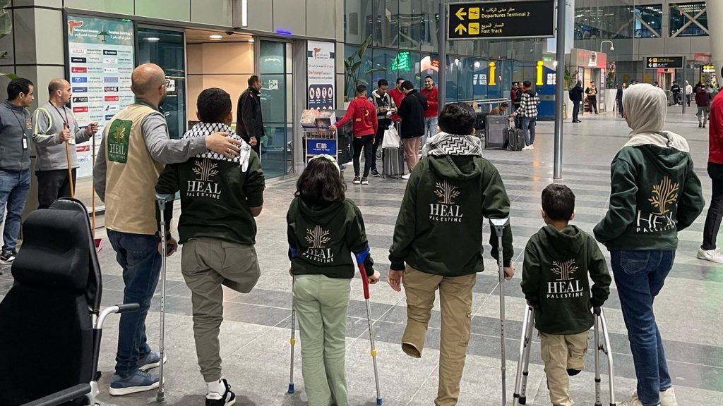 Four injured children from Gaza at Cairo International Airport on their way to Detroit Metro Airport.