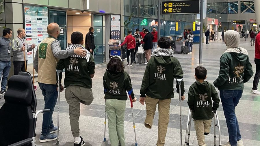 Four injured children from Gaza at Cairo International Airport on their way to Detroit Metro Airport.