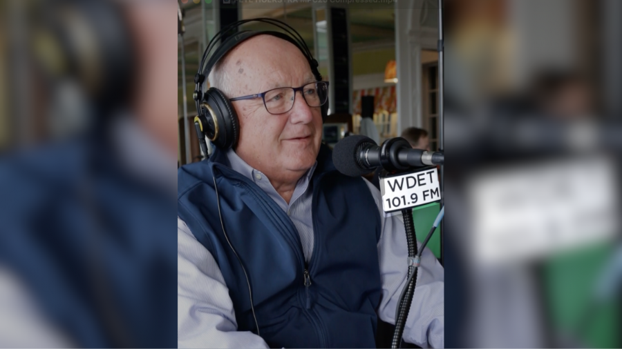Former Congressman and U.S. Ambassador to Canada Pete Hoekstra speaks with WDET's Russ McNamara during the 2025 Mackinac Policy Conference on Mackinac Island.