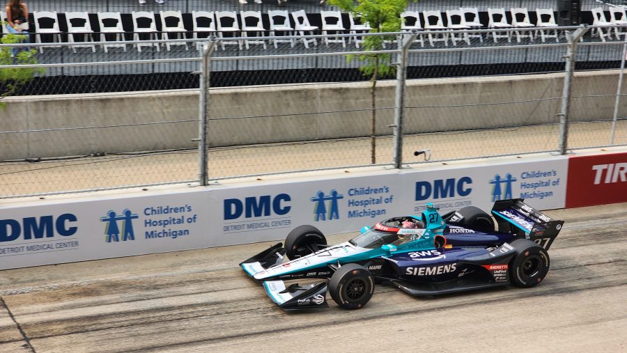 Eventual Detroit Grand Prix winner, Kyle Kirkwood, turns laps in practice.