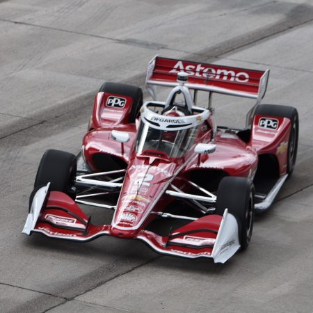 Driver Josef Newgarden races in the Detroit Grand Prix