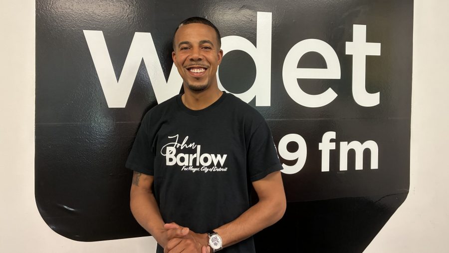 Detroit mayoral candidate John Barlow at WDET Studios.