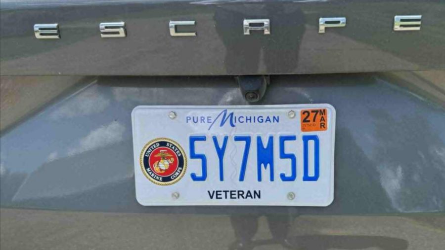Licence plate showing Whelan's lenghth being held. 5Y7M5D