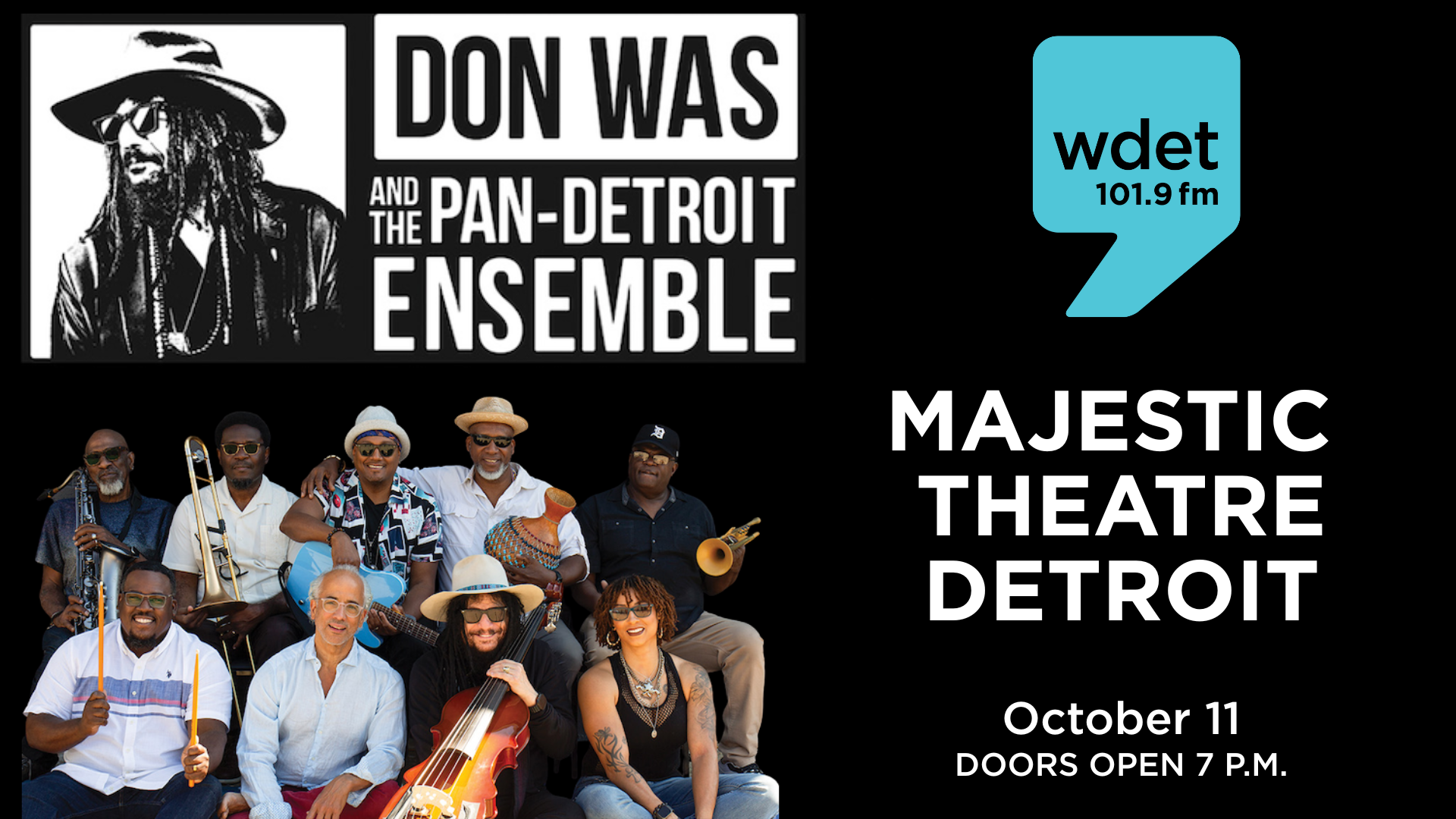 MAJESTIC THEATRE DETROIT-v3 Poster for Don Was and the Pan-Detroit Ensemble at the Majestic Theatre in Detroit on October 11, 2025