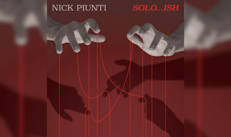 Hands positioned like a puppeteers, with shadow hands lightly manipulating the strings. "Nick Piunti solo-ish".