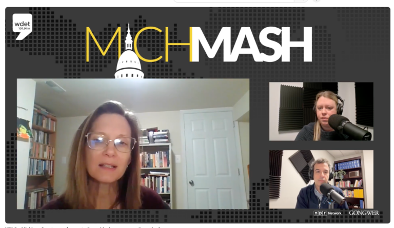 Detroit News Washington Bureau Chief Melissa Nann Burke chats with the MichMash team in a split screen
