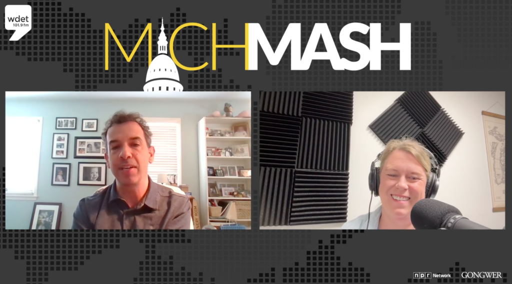 MichMash, Gongwer News Service's Zach Gorchow and Alethia Kasben appear on a split screen