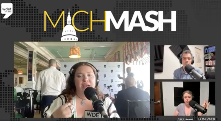 Liz Nass joins the MichMash crew in three box split screen.