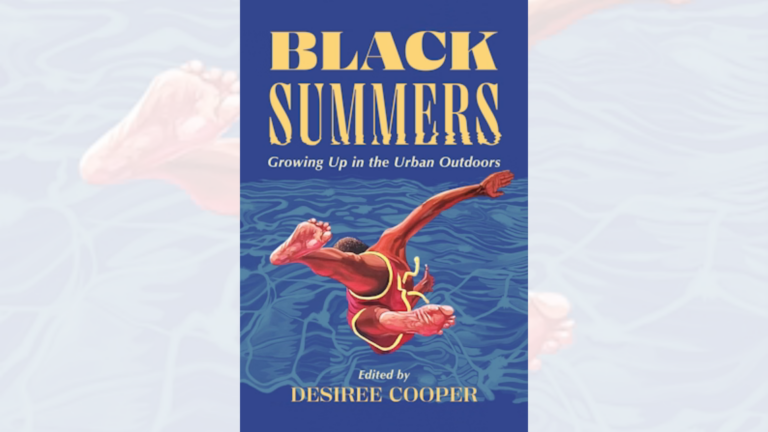 Book cover depicts a graphic of a man jumping into a body of water