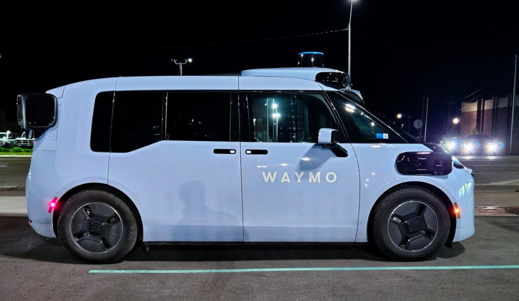 Waymo vehicle parked in parking lot