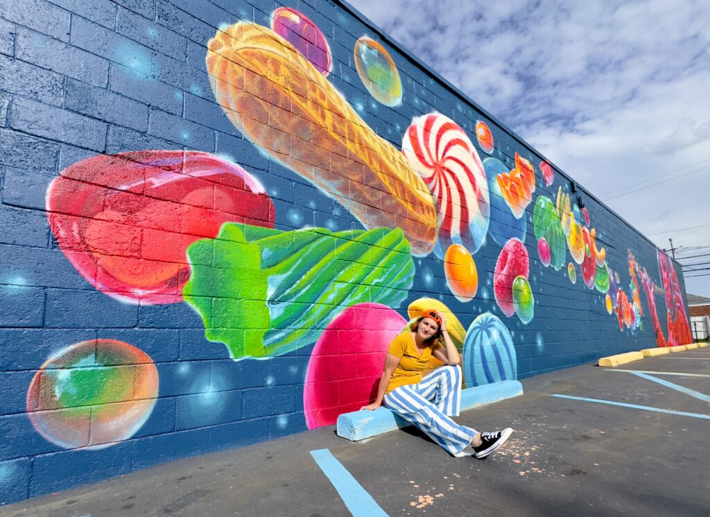 Mural of peanuts and candy